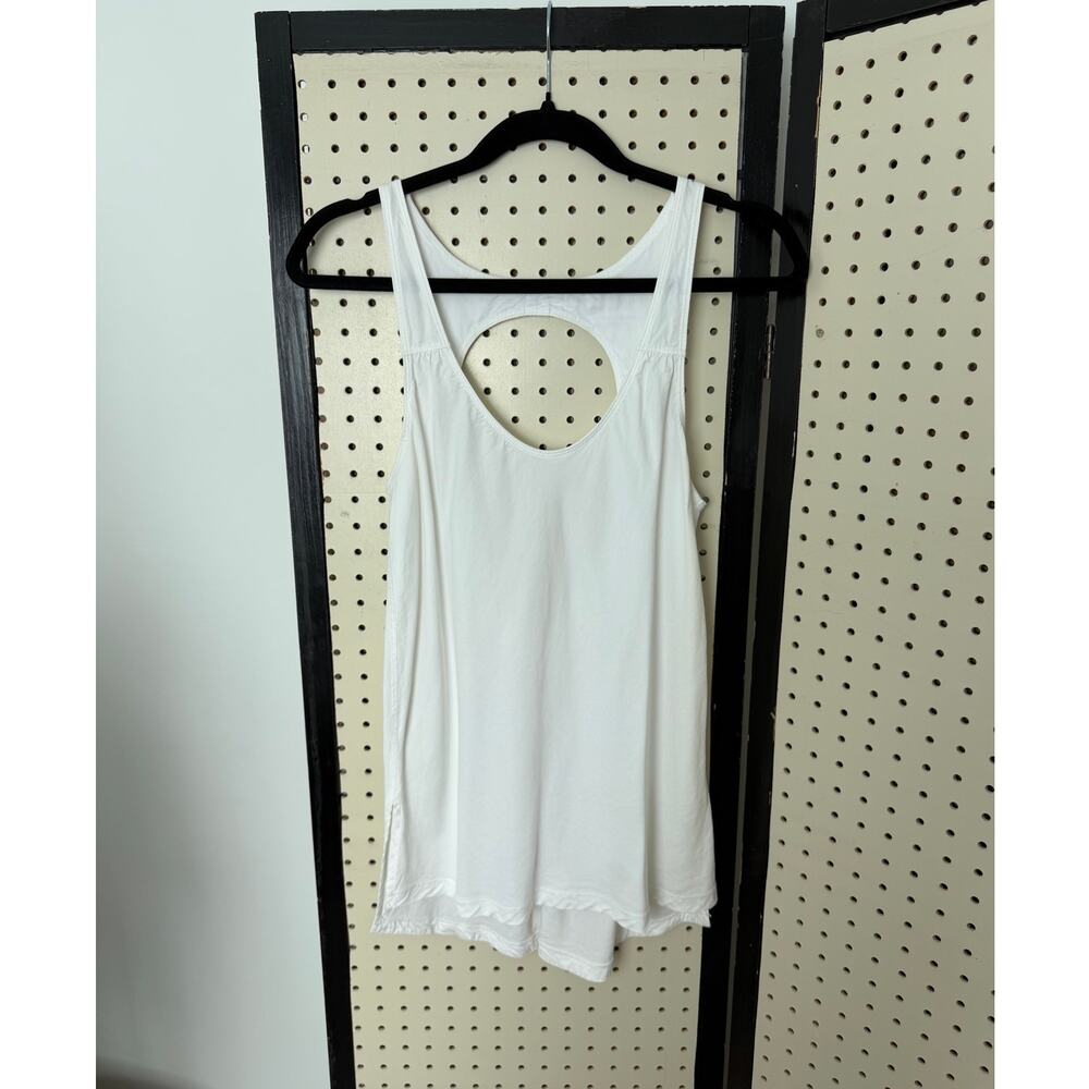 Lululemon White Cutout Tank Long Scoop Neck Women's 6
